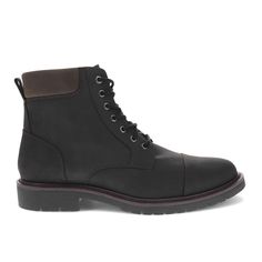 These Dockers boots are a foundational piece to your wardrobe, as they bring rugged casual style to any outfit you have planned, while also providing you with long-lasting, next-level comfort. Go ahead — add these boots to jeans, slacks, or anything in between as the lugged, rubber outsole with applied welt; synthetic leather and suede uppers, and detailed stitching are sure to complement any look. Inside these men’s shoes, you’ll find a microfiber counter lining to add comfort, a sock cover to No Heel Boots, Moisture Wicking Socks, Shoe Warehouse, Closed Toe Shoes, Round Toe Heels, Work Boots, Boots Men, Black Boots, Casual Style