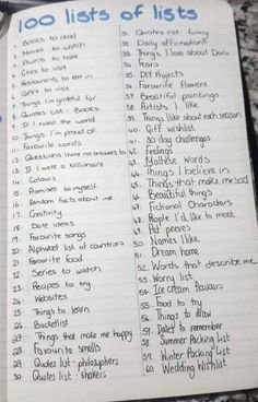 lists idea list idea 100 lists idea Cute Stuff To Put In Your Journal, Asmr Ideas List, Notebook Ideas Lined Paper, Things To Put In A Junk Journal, What To Do With Journals, Things I Hate List Journal, Things I Hate List, Things I Like List, Journal Filler Pages