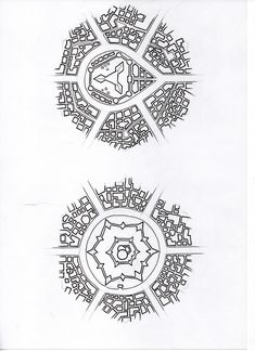 two circular designs are shown in black and white