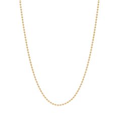 The perfect gold versatile chain that you'll never have to take off. This ball chain necklace is great to layer or to wear alone. Made with the finest quality 14K solid gold that lasts a lifetime. 14K solid gold 16" chain 2mm ball Spring ring Hypoallergenic Processing time may take up to two weeks. Classic Yellow Gold Beaded Chain Necklace, 14k Gold Ball Chain Necklace, Classic 14k Gold Ball Chain Necklaces, Classic Gold Ball Chain Necklace, Minimalist Yellow Gold Chain Necklace With Ball Chain, Minimalist Yellow Gold Ball Chain Necklace, 14k Gold Necklace With Ball Chain, Black Wrapping Paper, Pebble Necklace