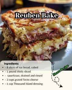 there is a recipe for reuben bake on the plate