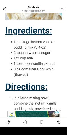 the ingredients for this recipe are displayed on an iphone screen, with text below it