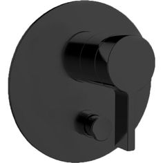 the black shower faucet is shown in this image