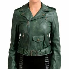 Just Cavalli Women's Distressed Green Full Zip Leather Jacket Us S It 40 Country/Region Of Manufacture: India Retail Value: $1190.00 This Is Authentic Just Cavalli Women's Distressed Green Full Zip Leather Jacket Material: 100% Leather Model: S02am0200 N08801 644 Squ: Az-Wh-5037 Bust: 18" Sleeves: 25" Shoulders: 16" Length: 19" Brown Zip Ups, Overcoat Jacket, Leather Jacket With Hood, Lambskin Leather Jacket, Faux Leather Moto Jacket, Basic Jackets, Double Breasted Jacket, Leather Jacket Black, Leather Biker Jacket