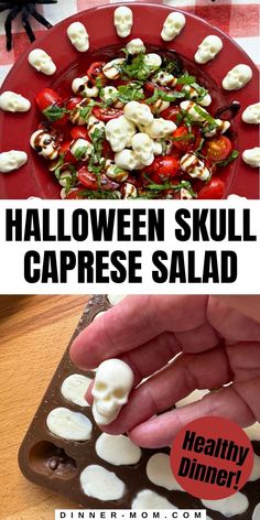 halloween skull caprese salad is an easy appetizer that's ready to be eaten