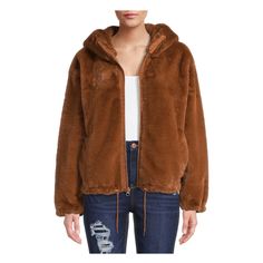 Size Medium Fall Hooded Jacket With Faux Fur Trim, Fall Faux Fur Trim Hooded Jacket, Casual Hoodie With Faux Fur Lining, Casual Hoodie With Faux Fur Lining For Cold Weather, Casual Hooded Jacket With Faux Fur Trim For Fall, Casual Fall Hoodie With Faux Fur Lining, Trendy Hooded Outerwear With Faux Fur Trim, Fur Hooded Jacket, Faux Fur Hooded Jacket