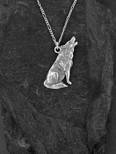 "This solid 3 Dimensional Coyote is Sterling Silver, The included chain is a Sterling Silver Figaro 50 chain. You may chose 16, 18 or 20 inch at the same price. Other length available at sightly higher prices. The Coyote pendant measures 1 3/4\" tall by 1\" across. I hand cast all my pieces using the lost wax casting method. Please ask your needs. You may call me with questions, often I am out so please use my machine. 831-476-3176. Satisfaction Guaranteed! I send items USPS First Class unless o Coyote Jewelry, Jellyfish Pendant, Wolves Pendants, Wolf Jewelry, Silver Wolf, Bear Pendant, Wax Casting, Lost Wax Casting, Silver Jewelry Handmade