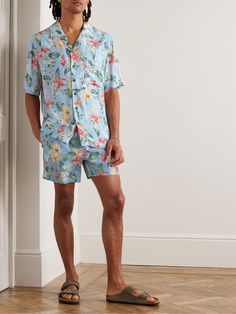 EXCLUSIVE AT MR PORTER. Onia's shirt is made from breezy voile so it'll feel cooling in warm weather. Cut for a relaxed fit, it has a camp collar and is patterned with an intricate botanical print. Style yours with the matching swim shorts on holiday. Light Blue Short Sleeve Camp Shirt For Summer, Light Blue Summer Shirt For Vacation, Summer Light Blue Vacation Shirt, Relaxed Fit Light Blue Shirt For Beach, Light Blue Short Sleeve Camp Shirt For Vacation, Light Blue Relaxed Fit Shirt For Beach, Blue Relaxed Fit Camp Shirt For Beach, Blue Relaxed Fit Camp Shirt For Beach Season, Relaxed Fit Short Sleeve Beachwear Shirt