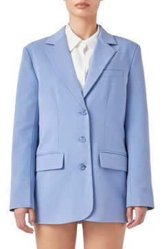 This polished two-button blazer is designed in an appealing hue with front-flap pockets and an airy back vent. Notched collar Long sleeves with two-button cuffs Lined 74% polyester, 20% cotton, 6% spandex Hand wash, dry flat Imported Rosé Suit, Notched Collar, Blazer Buttons, Blazer Suit, Jackets For Women, Hand Wash, Nordstrom, Long Sleeves, Size Medium