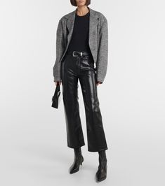 Le Jane Leather Blend Pants in Black - Frame | Mytheresa Black Pants Outfit, Leather Trousers, Recycled Leather, Slim Legs, Pants Outfit, Black Frame, Style Icons, Morocco, Black Pants