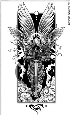 Cool Tattoos For Forearm, Paladin Tattoo Ideas, Azazel Tattoo, Diablo 3 Tattoo, Medieval Knight Tattoo, Sekiro Tattoo, Warrior Tattoo Design, Dark Angel Tattoo