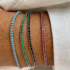 Made Of Sterling Silver,Zirconium Trendy Turquoise Bracelets For Party, Trendy Rhinestone Bracelets As Gift, Elegant Turquoise Crystal Bracelet, Silver Tennis Bracelet, Jewelry Essentials, Tennis Bracelet, Cute Jewelry, Womens Jewelry Bracelets, Tennis