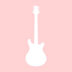 a white guitar on a pink background