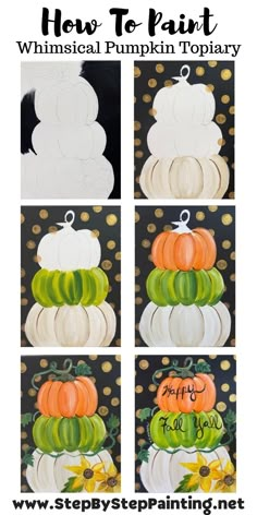 how to paint pumpkin topiary for fall with step by step painting instructions and pictures