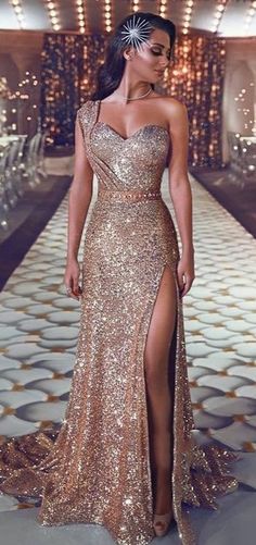 One Shoulder Evening Dress, Gorgeous Prom Dresses, Dress Party Night, Shiny Dresses, Cheap Prom Dresses, Mermaid Prom Dresses, Formal Evening Dresses