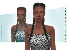 two black women with braids are shown in the same image, one is wearing a halter top