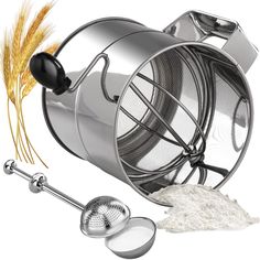 PRICES MAY VARY. Larger capacity - Flour sifter can holds 8 cup flour or powdered sugar, 5 cups more than the most 3 cups sifters. It makes home baking easier. Hand Crank Sifter - Compared with the traditional hand shaking baking sifters and hand squeeze sifters is easier to operate and less effort. Powdered sugar duster - this sugar shaker is great for dusting cocoa powder and powdered sugar on desserts or dust flour on the bread. Stainless steel flour sifter - Fine sifter for baking is made en Sugar Plums, Flour Sifter, Cake Decorating Set, Shake N Bake, Dough Scraper, Pastry Blender, Nordic Ware, Hand Crank, Black Floor Lamp