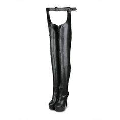 Material: Vegan Leather Closure Type: Zipper Color Options: Black, Hot Pink Pattern: Solid Color Heel Style: Stiletto Heel Heel Height: 5.91 inches Toe Shape: Round Toe Suitable Occasion: Party, Night Out Design: Belted Boots Jumpsuit Boots, Jumpsuit And Boots, Racing Party, High Platform Shoes, Over Knee Boots, Silver Boots, Pink Platforms, Belt Jumpsuit, Womens Stilettos