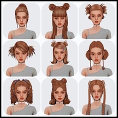 many different types of hair for the face and head, with various angles to choose from