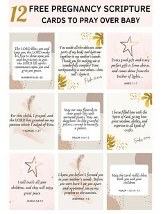 the 12 free printable cards for baby's first year are shown in gold and white