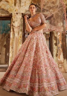 Tamanna Punjabi Kapoor-Light Pink Net Resham Embroidered Lehenga Set-INDIASPOPUP.COM Orang India, Pengantin India, Designer Bridal Lehenga, Net Lehenga, Red Lehenga, Embroidered Lehenga, Indian Lehenga, Indian Couture, Wedding Lehenga