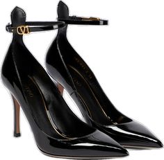 Patent Leather Pumps, Black Pumps, Black Patent Leather, Leather Pumps, Valentino Garavani, Calf Leather, Stiletto Heels, Patent Leather, Ankle Strap