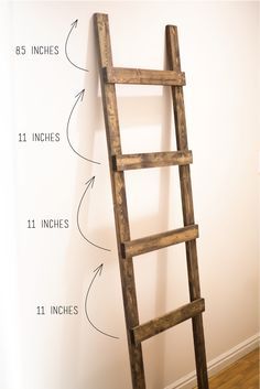 an old wooden ladder leaning against the wall with instructions on how to use it for storage