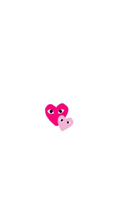 two pink hearts with eyes sticking out of them