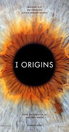 an eye with the words i origins written in white and orange on it's center