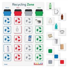 Kaplan Early Learning Recycling Zone - Learn What Materials Can Be Recycled Importance Of Recycling, Bingo Sets, Snap Circuits, Recycling Center, Indoor Toys, Environmental Awareness, Informational Text, Natural Wood Finish, Plastic Glass