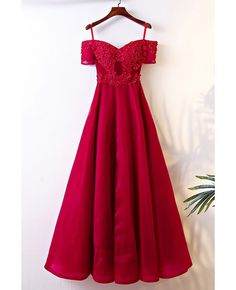 Burgundy Long Off Shoulder Formal Party Dress With Straps #MYX18070 - GemGrace.com Fitted Summer Banquet Gown, Summer Banquet Fitted Gown, Full Length Summer Banquet Dress, Full Length Summer Dress For Banquet, Full Length Summer Dress For Banquets, Full-length Summer Dress For Banquet, Red Summer Prom Gown, Summer Gala Full-length Evening Dress, Full Length Cocktail Dresses For Summer