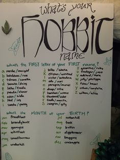 a white sign with writing on it that says what's your poobie name