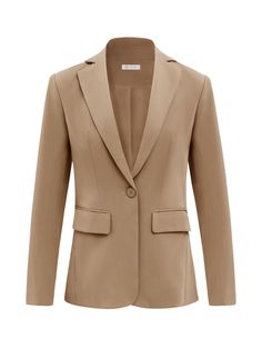 PRICES MAY VARY. Polyester,Rayon,Spandex Polyester lining Button closure Machine Wash Camel Blazer, Long Sleeve Suit, Casual Blazer Women, Women Blazer, Wardrobe Ideas, Dark Khaki, Womens Blazers, Long Sleeve Blazers, Casual Blazer