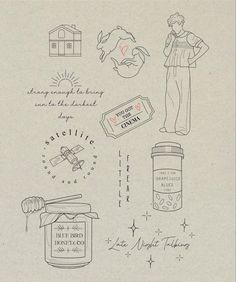 a drawing of various items that include honey, toothpaste, and other things