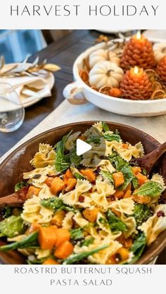 Janine Graff on Instagram: "The ultimate Fall Salad 🧡 a delicious cozy mix of roasted butternut squash, pasta, and a tangy lime maple dressing. Bursting with fall flavors, it’s your go-to dish for Thanksgiving, Friendsgiving, or Christmas gatherings. Quick, easy, and packed with flavor – a taste of autumn in every bite! 

Ingredients:
1 lb butternut squash, cubed (I used precut)
1 tablespoon olive oil
Salt and pepper, to taste
⅓ cup extra virgin olive oil
2 tablespoons Dijon mustard
¼ cup maple syrup
Juice of 1 small lime
8 oz bow tie pasta
1 cup toasted pumpkin seeds
8 oz baby spinach
4 oz goat cheese
½ cup dried cranberries

Instructions:
-Roast Squash: Preheat oven to 400°F. Toss cubed squash with olive oil, salt, and pepper. Roast on a lined baking sheet for 20-30 minutes until soften Roasted Butternut Squash Pasta, Janine Graff, Lemon Posset Recipe, Roast Squash, Posset Recipe, Maple Dressing, Dirt Cheap Meals, Summer Pasta Recipes, Bow Tie Pasta