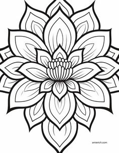 a black and white drawing of a flower