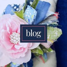 a close up of a flower on a pillow with the word blog written below it