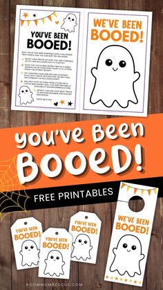 halloween printables and tags with the text you've been booed