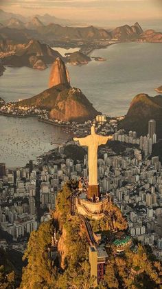 an aerial view of the statue of christ in rio