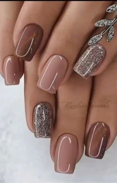 Beige Nails Design, Beige Nails, Short Square Nails, Thanksgiving Nails, Short Acrylic Nails Designs