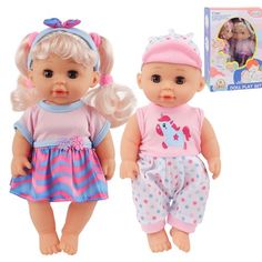 two dolls are shown next to each other