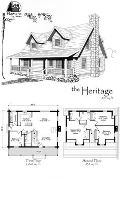 two story log home with floor plans and measurements