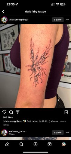 the back of a woman's arm with tattoos on it, and an image of a