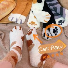 ���🐱These kawaii cat socks impress your friends and family. Not only do they look super cute, but they also keep your feet warm in winter.🎄🎁Comfortable and warm, perfect for relaxing at home, can be used as a Christmas gift Kawaii Socks For Winter Gifts, Kawaii Socks For Stocking Stuffers In Winter, Cute Cat Design Socks For Winter, Cute Winter Socks With Cat Design, Cute Cat Design Winter Socks, Cute White Cat Design Socks, Cat Paw Socks, Paw Socks, Grippy Socks