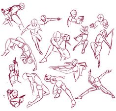 a bunch of sketches of people doing different things in the same direction, including arms and legs