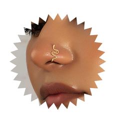 a woman's nose with a small gold snake on it