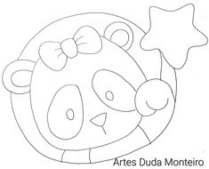 a drawing of a panda bear with stars on it's head and the words artes dua montero