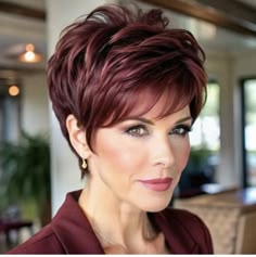 Back View Of Pixie Haircut, Short Bob Hairstyle Women, Short Sassy Hair Over 50, Hair Styles For Women Over 70, Dark Brown Pixie, Kratke Frizure, Layered Pixie Cut, Short Spiked Hair