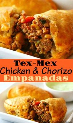 tex - mex chicken and chorizo empanacas on a plate