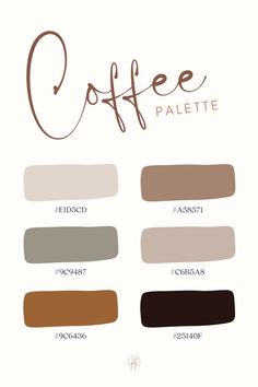 the coffee palette is shown with different colors